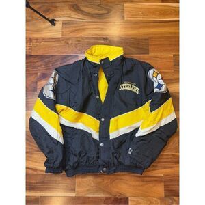 M Vintage 1990s Pittsburgh Steelers Embroidered rare starter jacket puffer